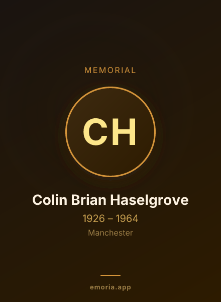 Memorial portrait of Colin Brian Haselgrove