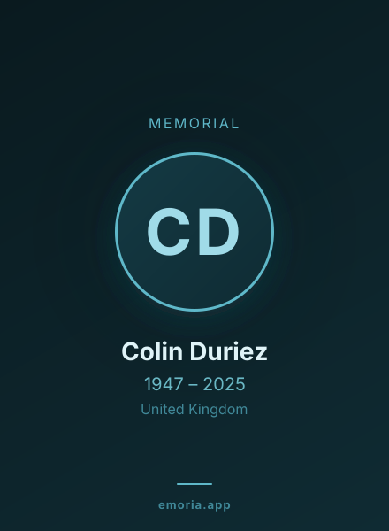 Memorial portrait of Colin Duriez