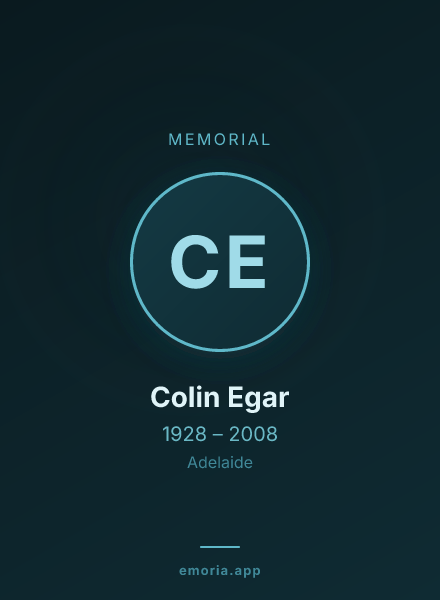 Memorial portrait of Colin Egar