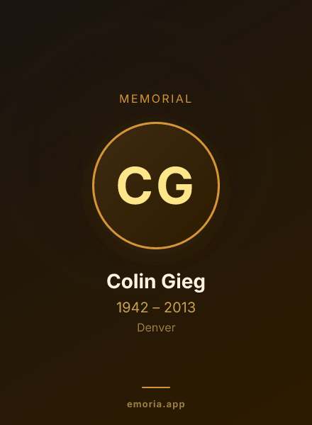 Memorial portrait of Colin Gieg