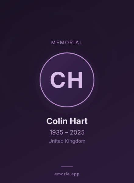 Memorial portrait of Colin Hart