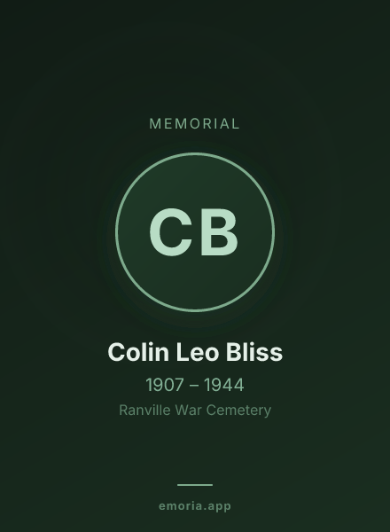 Memorial portrait of Colin Leo Bliss