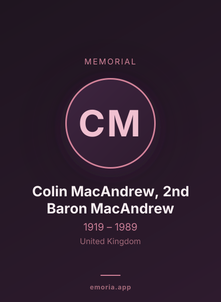 Memorial portrait of Colin MacAndrew, 2nd Baron MacAndrew