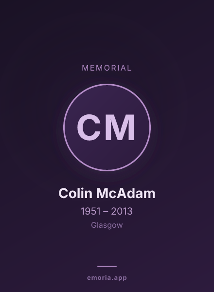 Memorial portrait of Colin McAdam