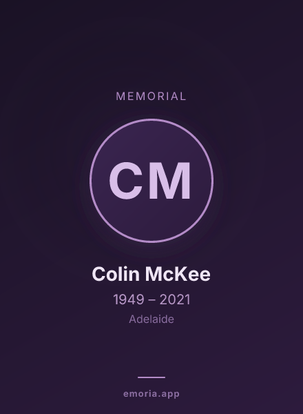 Memorial portrait of Colin McKee