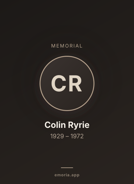 Memorial portrait of Colin Ryrie