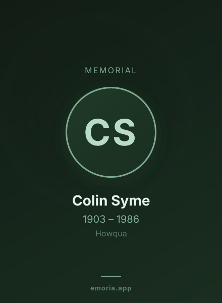 Memorial portrait of Colin Syme