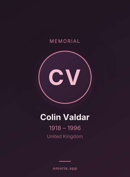 Memorial portrait of Colin Valdar