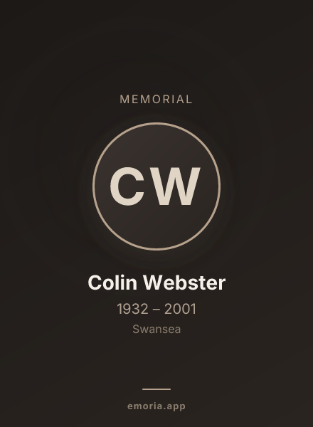Memorial portrait of Colin Webster