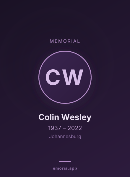 Memorial portrait of Colin Wesley