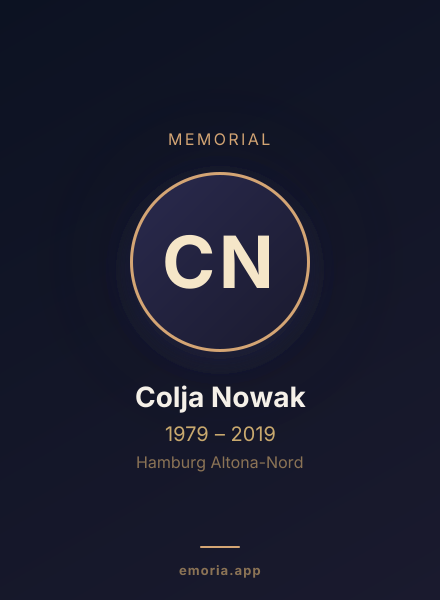 Memorial portrait of Colja Nowak