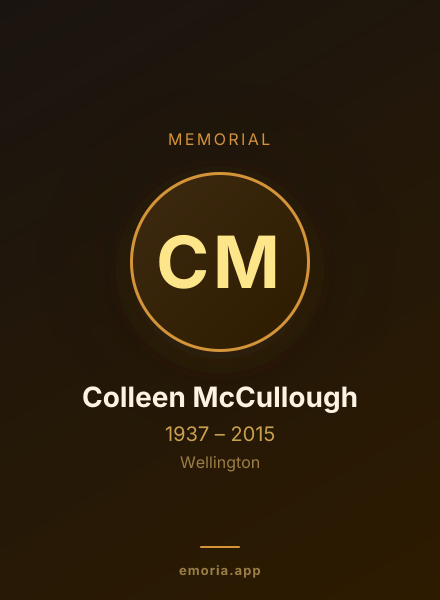 Memorial portrait of Colleen McCullough