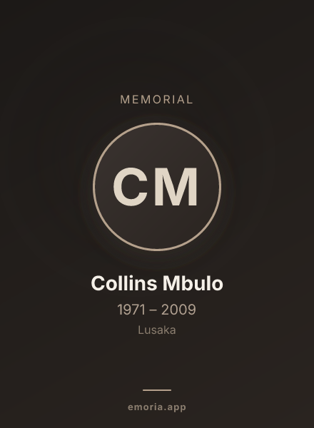 Memorial portrait of Collins Mbulo