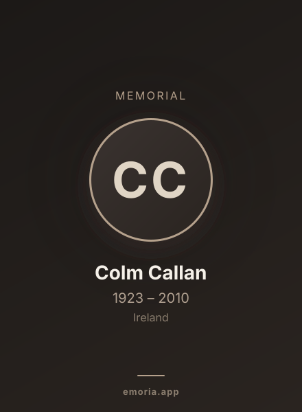 Memorial portrait of Colm Callan