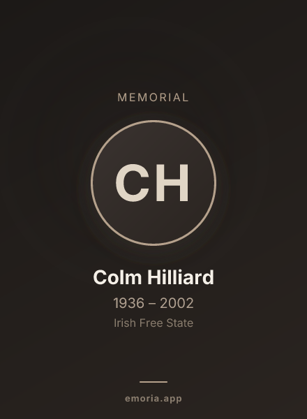 Memorial portrait of Colm Hilliard