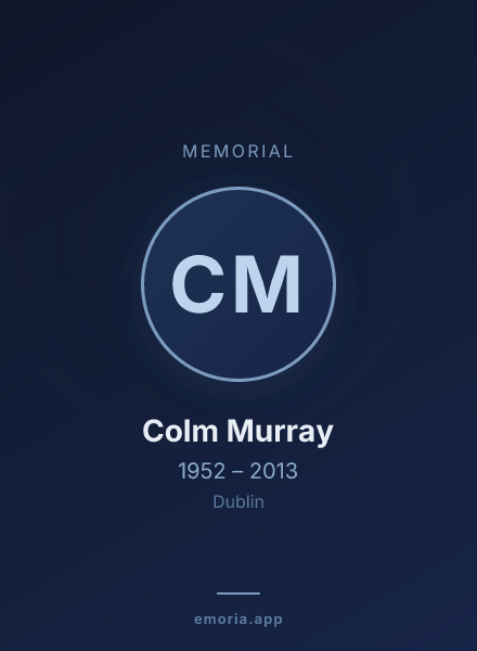 Memorial portrait of Colm Murray