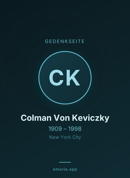Gedenkportrait von Colman Von Keviczky