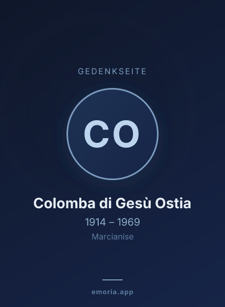 Gedenkportrait von Colomba di Gesù Ostia