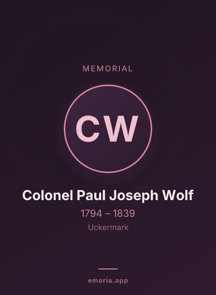 Memorial portrait of Colonel Paul Joseph Wolf
