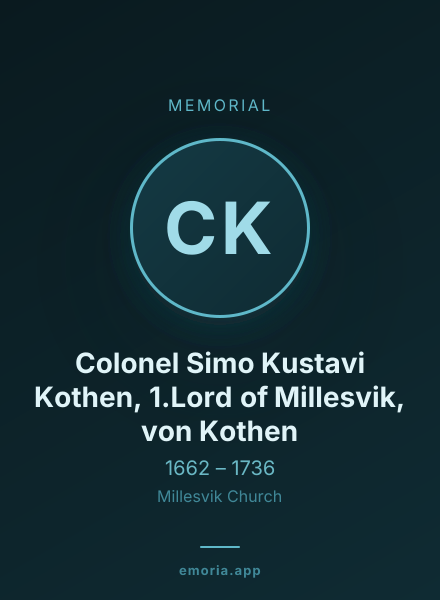 Memorial portrait of Colonel Simo Kustavi Kothen, 1.Lord of Millesvik, von Kothen