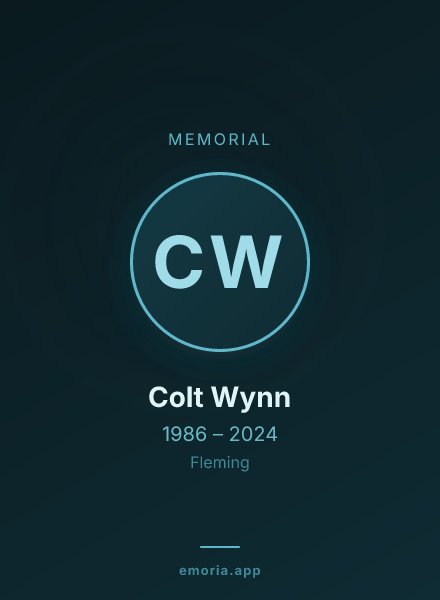 Memorial portrait of Colt Wynn