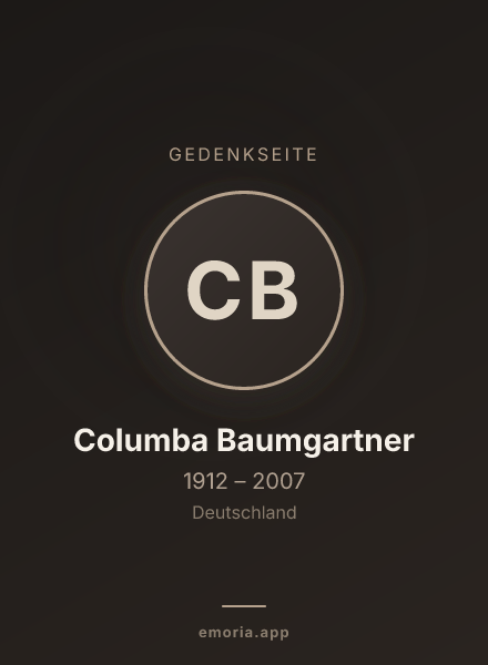 Gedenkportrait von Columba Baumgartner