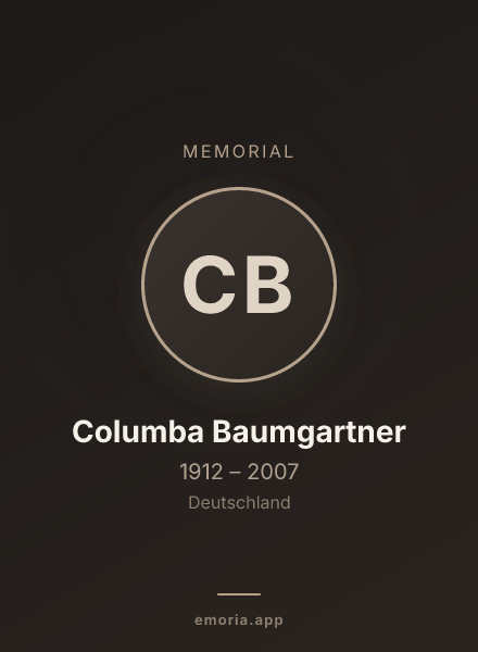 Memorial portrait of Columba Baumgartner