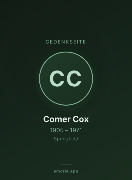 Gedenkportrait von Comer Cox