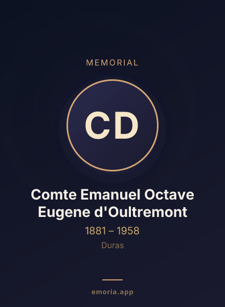Memorial portrait of Comte Emanuel Octave Eugene d'Oultremont