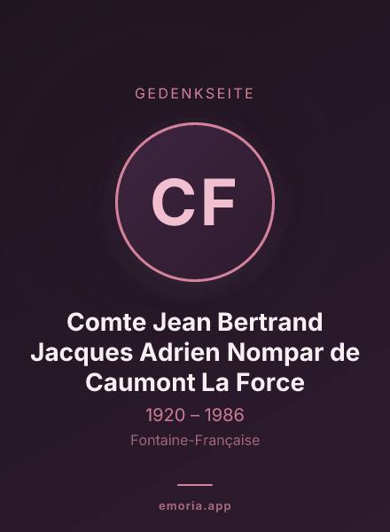 Gedenkportrait von Comte Jean Bertrand Jacques Adrien Nompar de Caumont La Force
