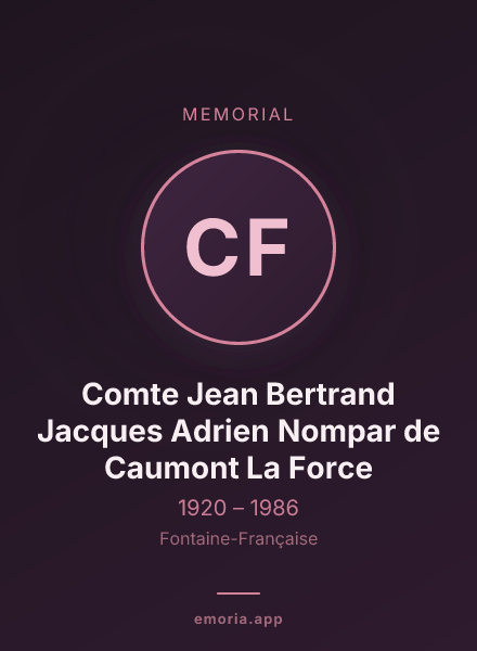 Memorial portrait of Comte Jean Bertrand Jacques Adrien Nompar de Caumont La Force