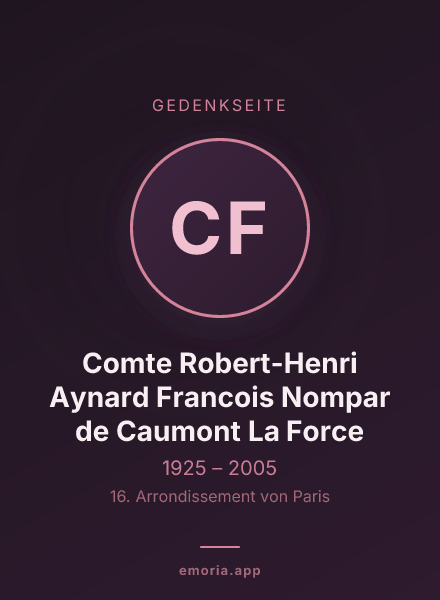 Gedenkportrait von Comte Robert-Henri Aynard Francois Nompar de Caumont La Force