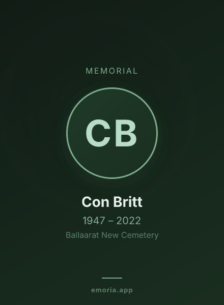 Memorial portrait of Con Britt
