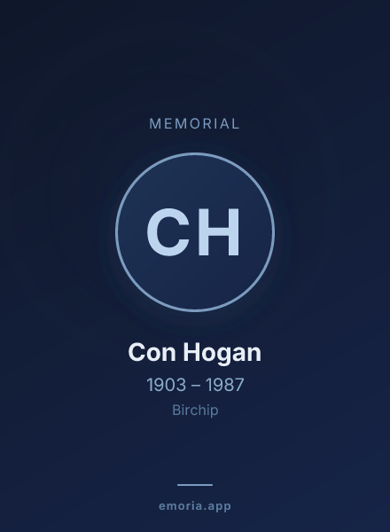 Memorial portrait of Con Hogan