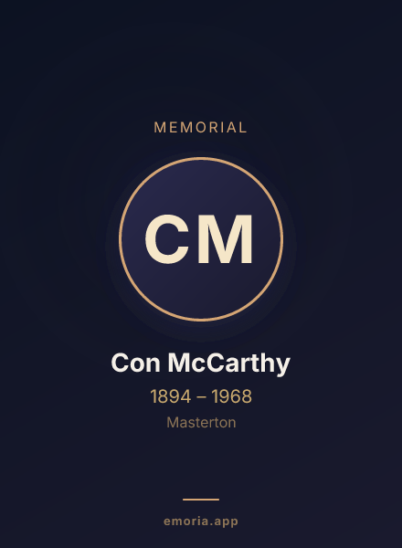 Memorial portrait of Con McCarthy