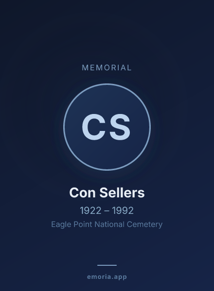 Memorial portrait of Con Sellers