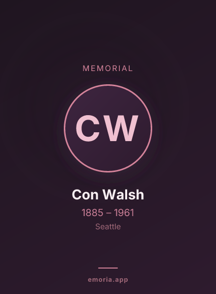 Memorial portrait of Con Walsh