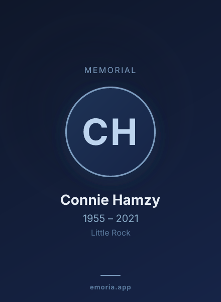 Memorial portrait of Connie Hamzy
