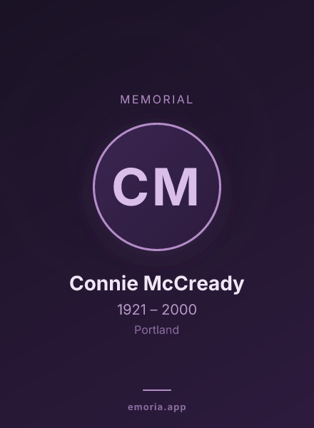 Memorial portrait of Connie McCready