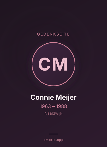 Gedenkportrait von Connie Meijer