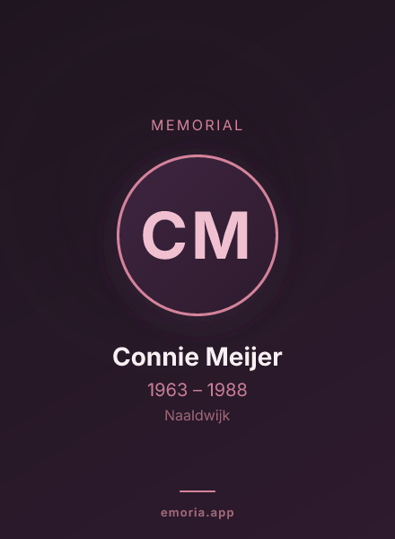 Memorial portrait of Connie Meijer