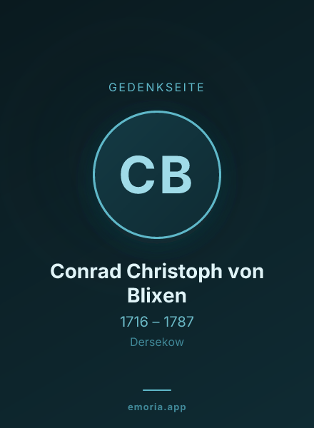 Gedenkportrait von Conrad Christoph von Blixen