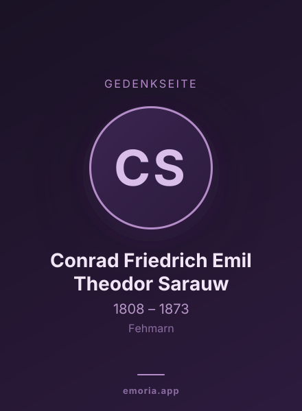 Gedenkportrait von Conrad Friedrich Emil Theodor Sarauw