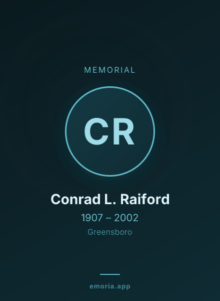 Memorial portrait of Conrad L. Raiford