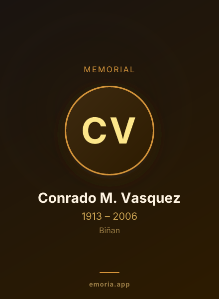 Memorial portrait of Conrado M. Vasquez