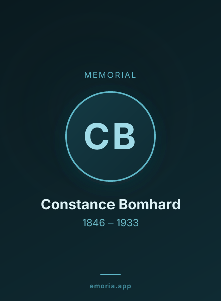 Memorial portrait of Constance Bomhard