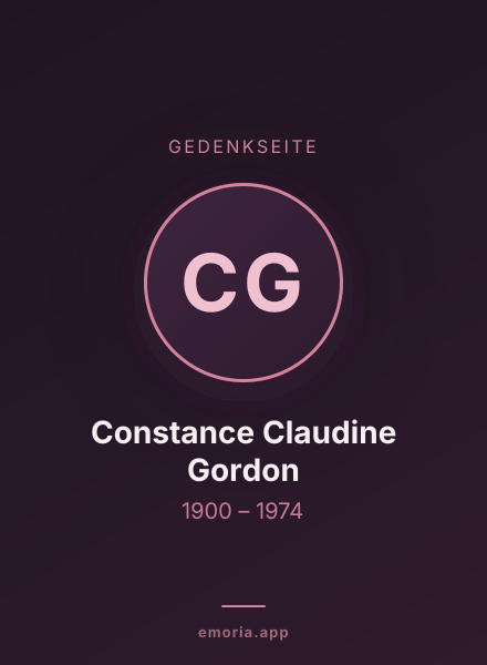 Gedenkportrait von Constance Claudine Gordon