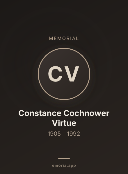 Memorial portrait of Constance Cochnower Virtue