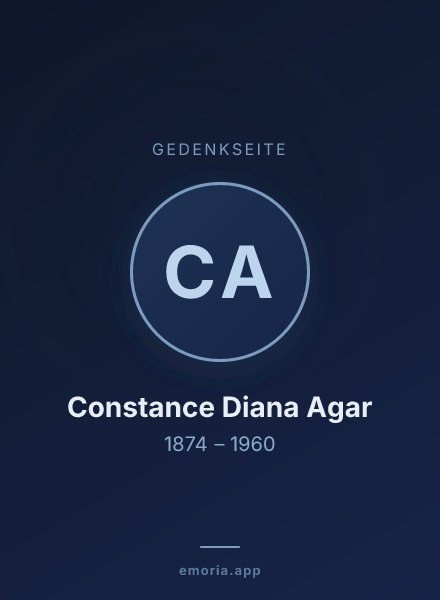 Gedenkportrait von Constance Diana Agar