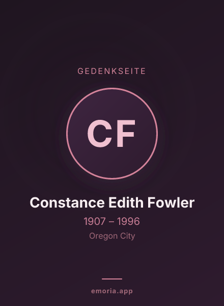 Gedenkportrait von Constance Edith Fowler